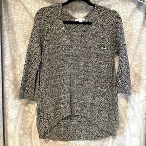 Dark Gray and white stitch v neck sweater